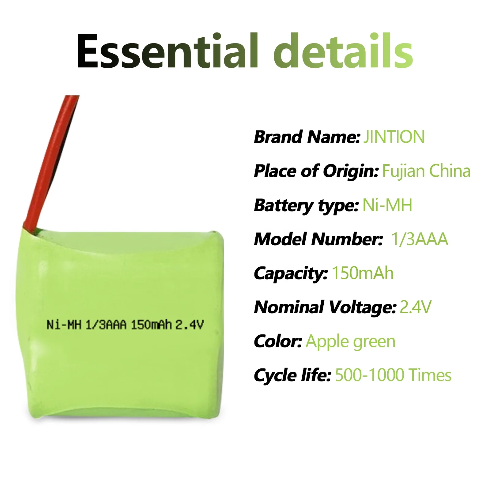 nimh 1/3AAA 150mAh 2.4V Rechargeable Battery Pack batteries aaa batteries For GP - 17AAAH GP - GP17AAAH Sanyo - N-50AAA