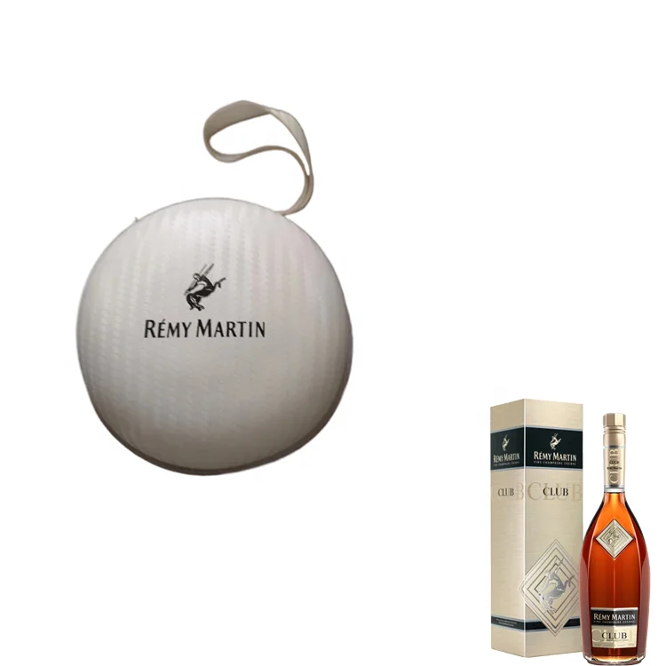 OEM handle white round zipper Carbon fiber eva Travel tea set portable box Bag for Remy Martin cognac brand promotion