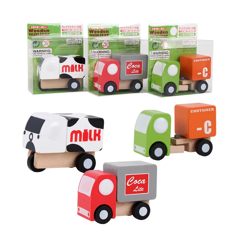 Wooden MINI Car Wooden vehicle car  Wooden Toy Wheels Car set of 12