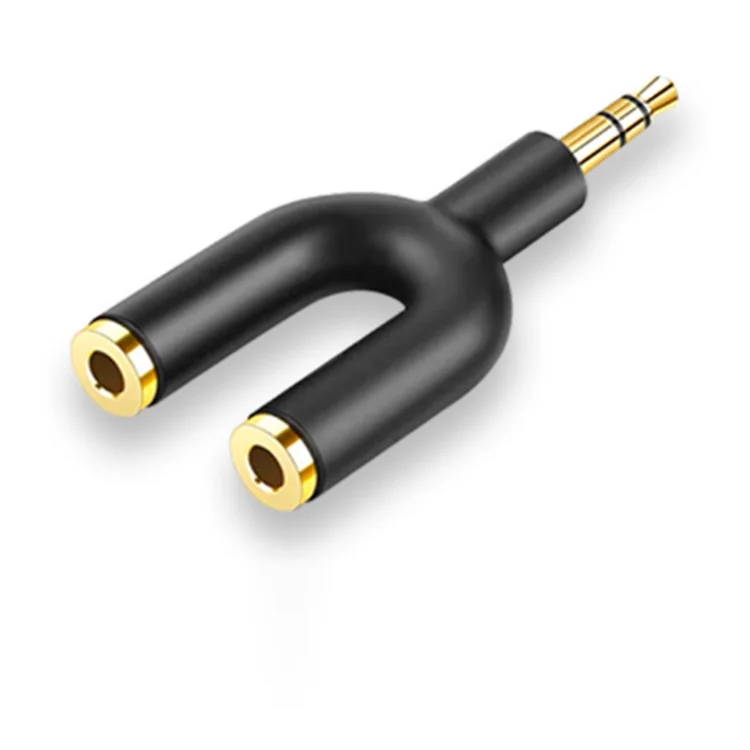 Оптовая продажа, разветвитель 3,5 мм для наушников с 1 штекера на 2 гнезда, адаптер для аудиокабеля