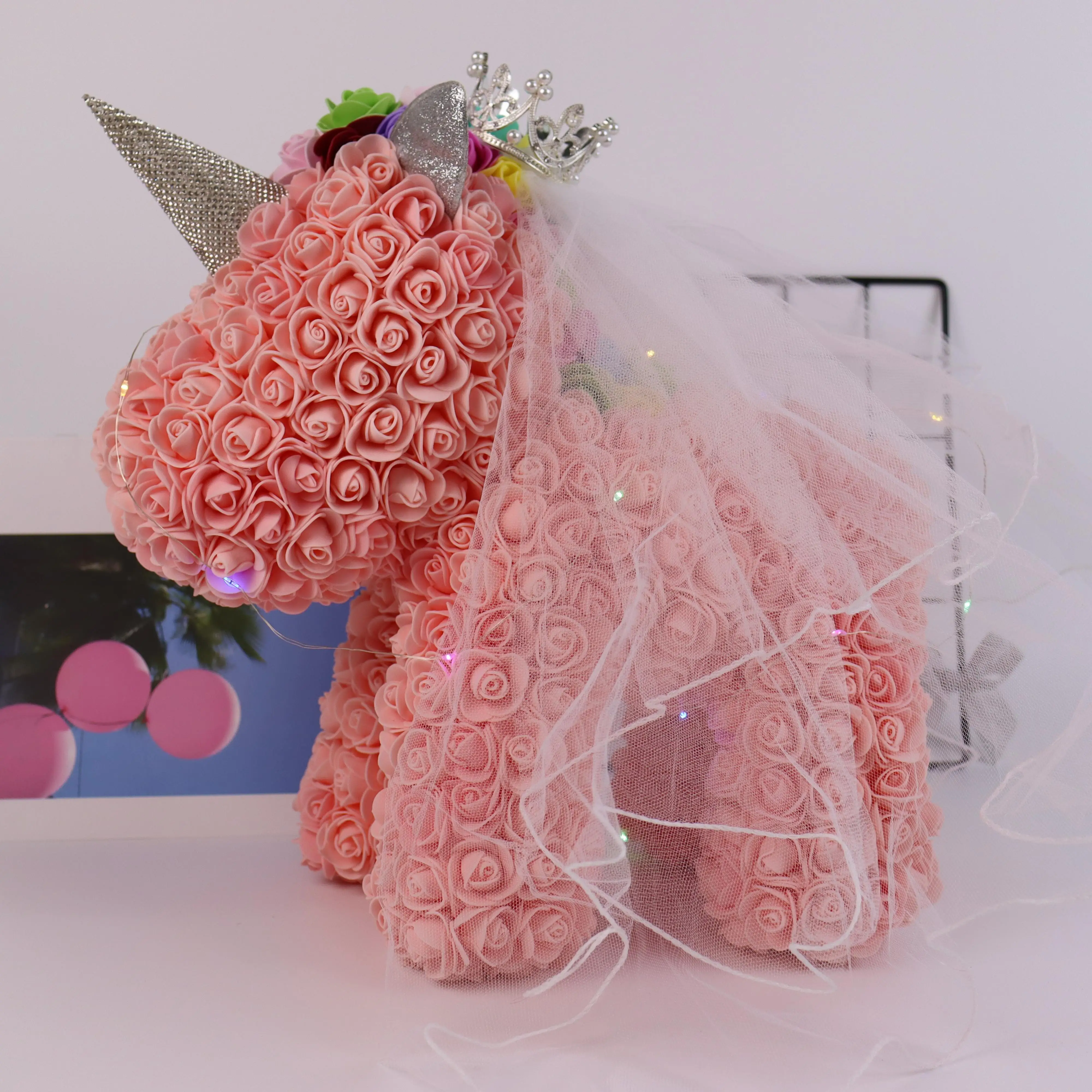 2024 Hot Sale 25 cm/40cm Rose Unicorn with gift box, Artificial Flower,  Christmas, Valentines, Wedding, Gifts, Decoration