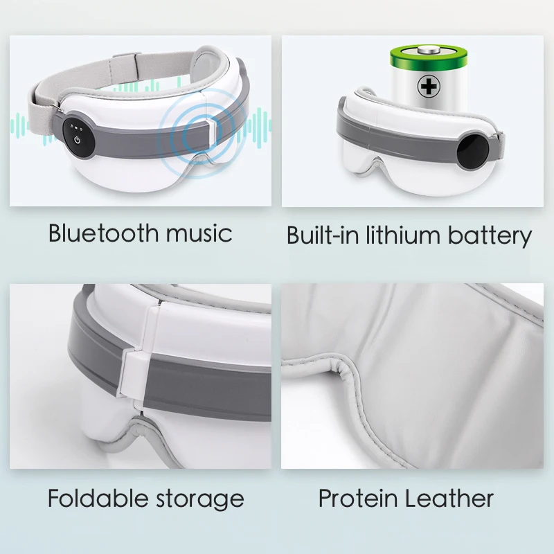 Factory Wholesale 6D Smart Electric Wireless Foldable Heating Vibration Built-in battery Rechargeable Eye massager