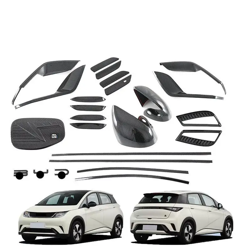 Hot Sale ABS Carbon Fiber Sheet Exterior Decoration Trim Kit Full Set For BYD Dolphin Front Fog Light Cover Rear Fog Light Cover
