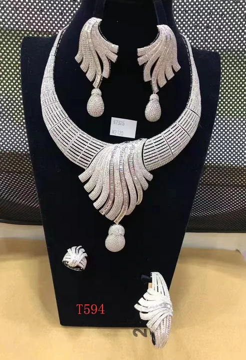 Set-111 Xuping  women jewelry necklace set zircons paved bridal wedding set