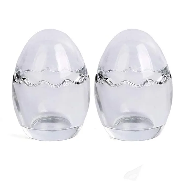 Aeofa Two Size Easter Egg Shaped Pudding Wax Candy Tealight Jars Container with Glass Cover