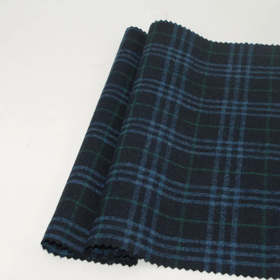 Wholesale Italian high quality thin suit polyester blend check wool fabric