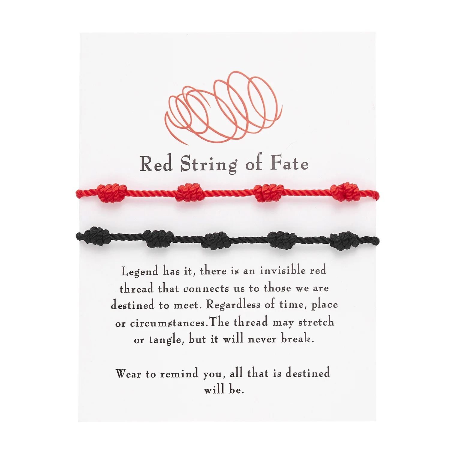 Rinhoo New Fashion Black Rope 7-Knot White Card Bracelet Lucky Friendship Weaving Adjustable Paper Card Bracelet in Stock Batch