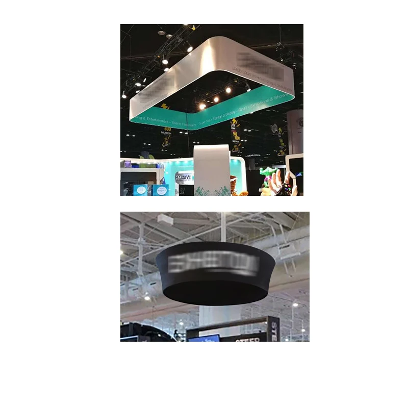Aluminum Tube Tension Fabric Advertising Circle ed Lightbox Ceiling Hanging Banner For Trade Show