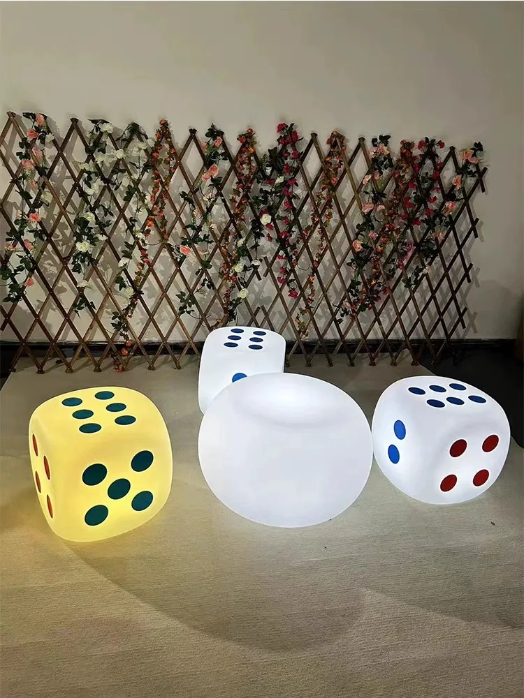 Casino Decorative LED dice chairs with 16 color change Bar furniture waterproof bar chair for nightclub lounge chair