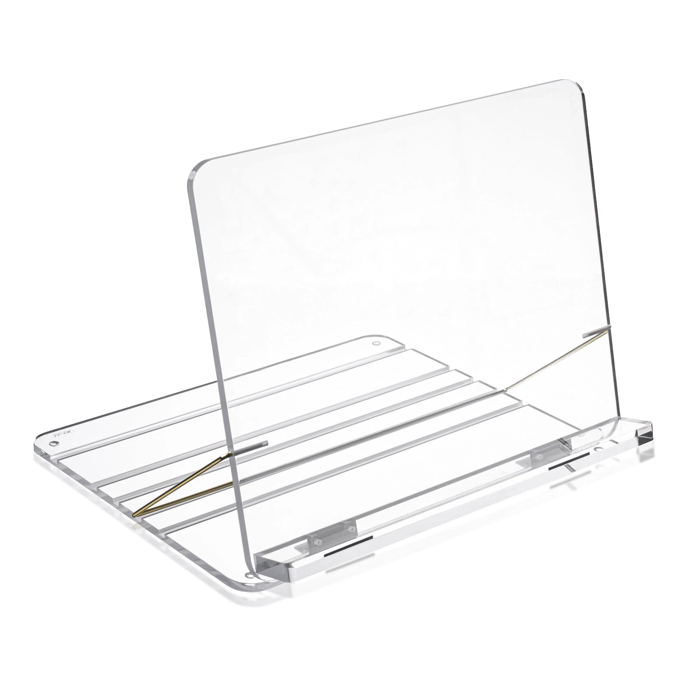 3-layer Acrylic hot bending book stand with gold support adjustable height