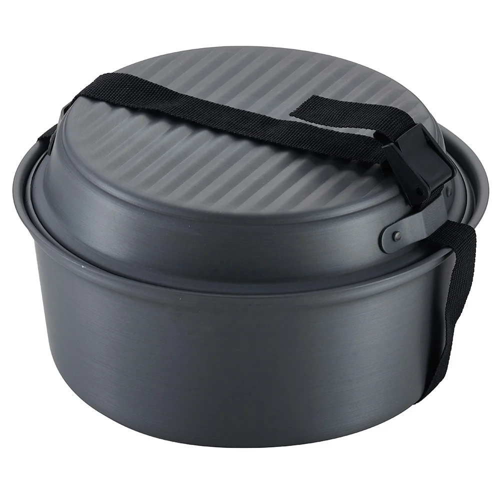 tableware hiking outdoor kitchen pot 6 pcs hard anodized aluminum camping cook set