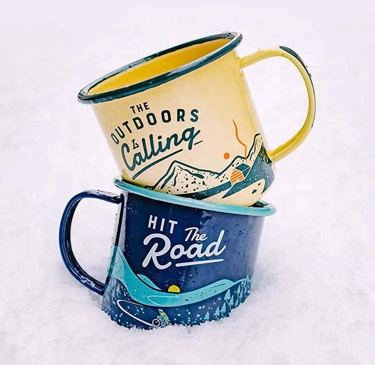 Campfire Mug Retro 16oz Enamel Coffee Mug Wholesale Enavintage Stainless Steel Modern Cup Custom Logo summer Camping Mug