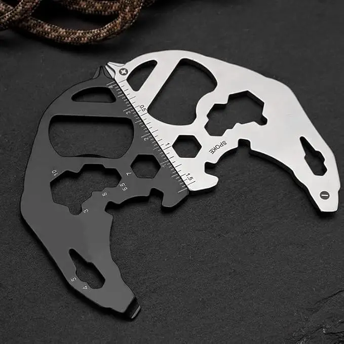 Peakout Hiking Camping Travel Outdoor Survival Stainless Steel 15-In-1 Multi-tool Keychain Bear Multi Tool Wrench