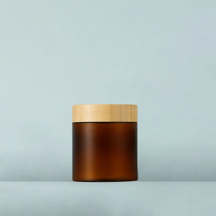 Food grade wood grain lid empty container 50ml 100ml 150ml 250ml 500ml clear PET plastic jar with bamboo line lid