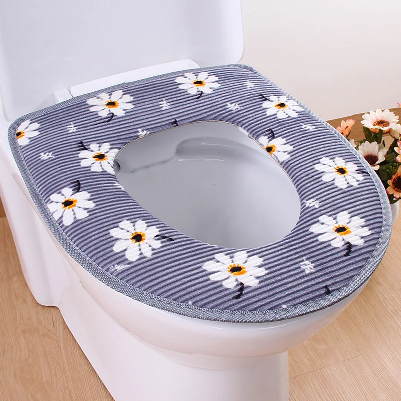 Wholesale High Quality Bathroom Warm Toilet Seat Cover Washable Acrylic Plush Paper Cushion Cover with Zipper for Household Use