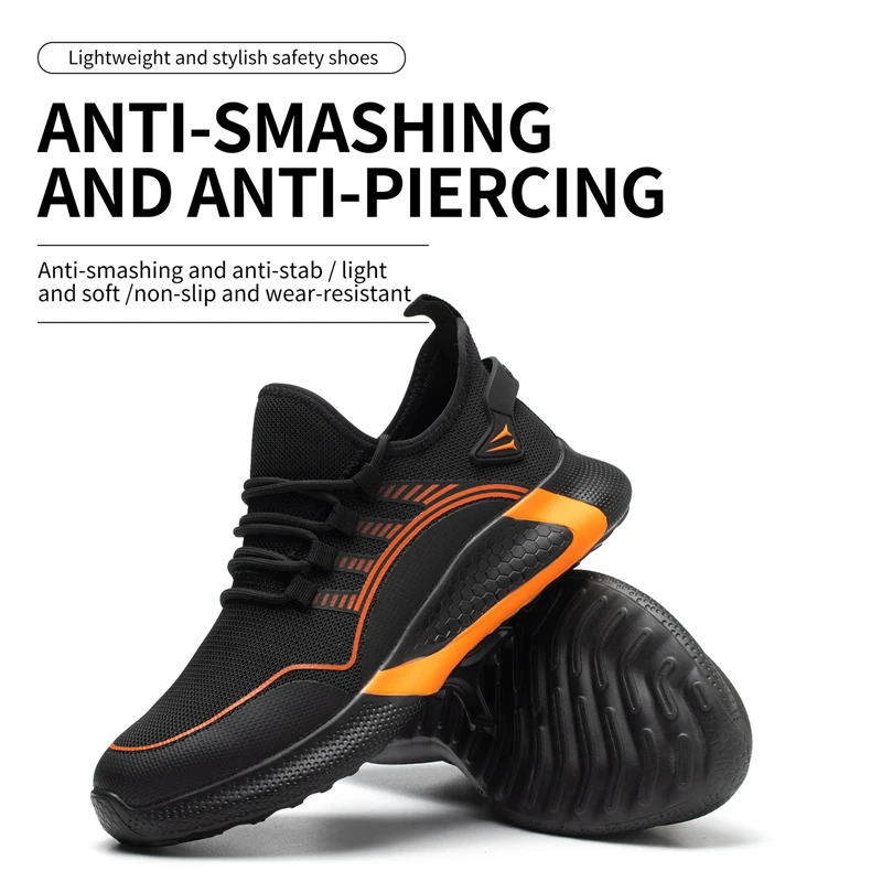 Safety Anti-smashing Steel Toe Puncture Proof Construction Lightweight Breathable Sneakers Women Men Work Safety Shoe