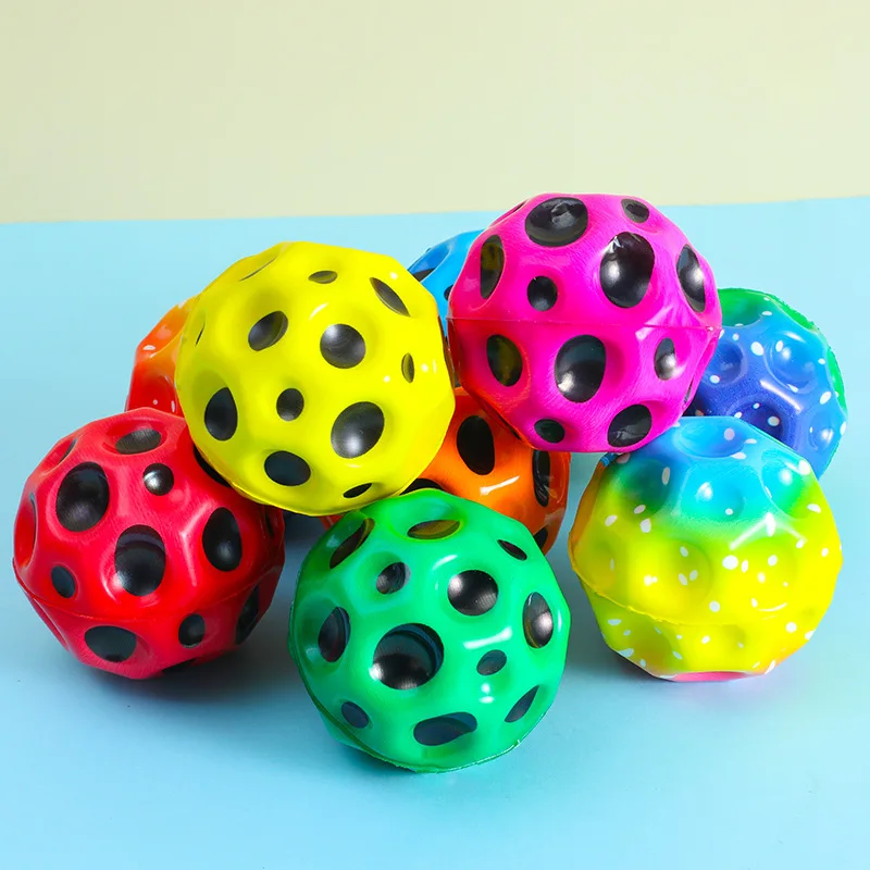 2024 Factory Price Colorful PU space bouncing ball 3d space hopper space ball light up moon bouncing ball