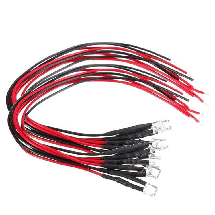 Hot Sale 3mm 5mm Prewired LED Diode White Red Green Blue RGB Candle Pre Wired LED Round Oval Rectangle Flat Top 3V 5V 6V 9V 12V