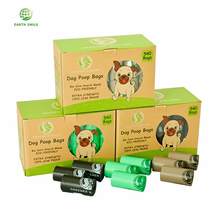 DIN/AS4736/EN13432 Earth Smile Pet Waste Dog Poop Bag Dispenser With Tie Handle Bag