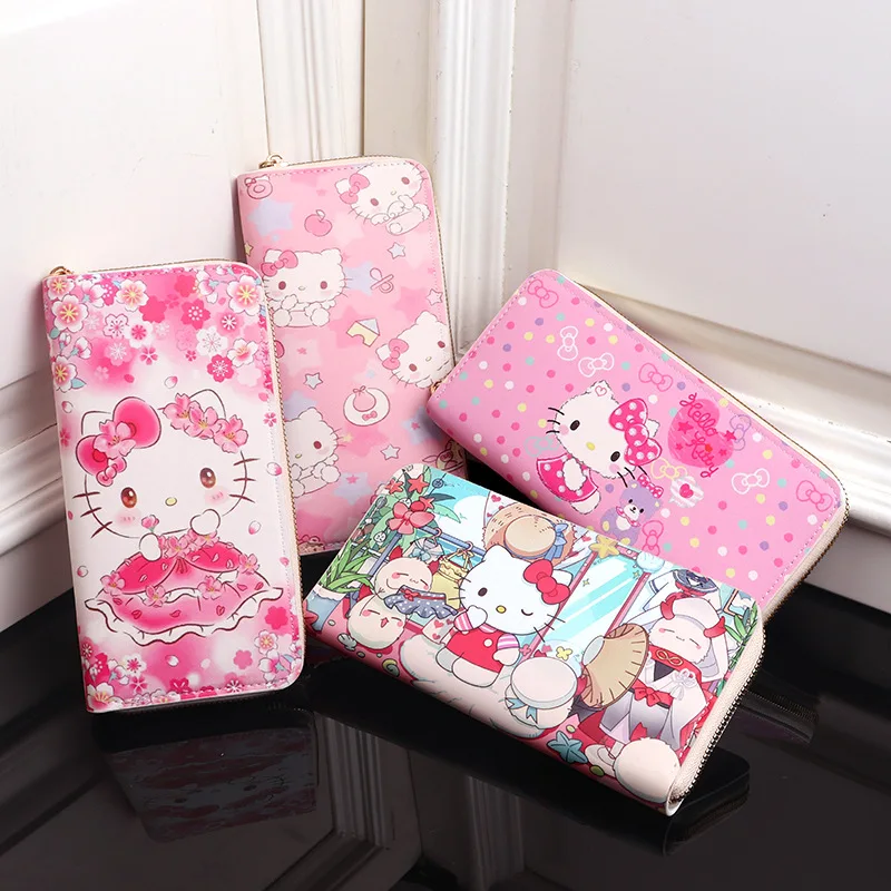 Wholesale Creative Melody Kuromi Purse Women PU Leather Hello KT Wallet Card Holder Multifunctional Wallet For Kids Gift