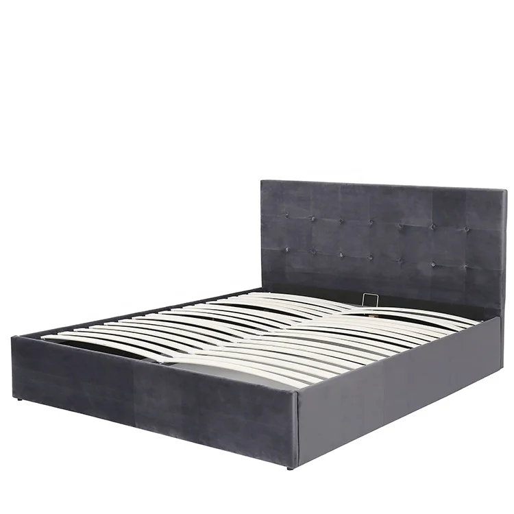 Willsoon Modern Design Wooden Gas Lift Storage Bed Frame Flexible Operation with Storage Bedding inside Velvet Bed for Bedroom