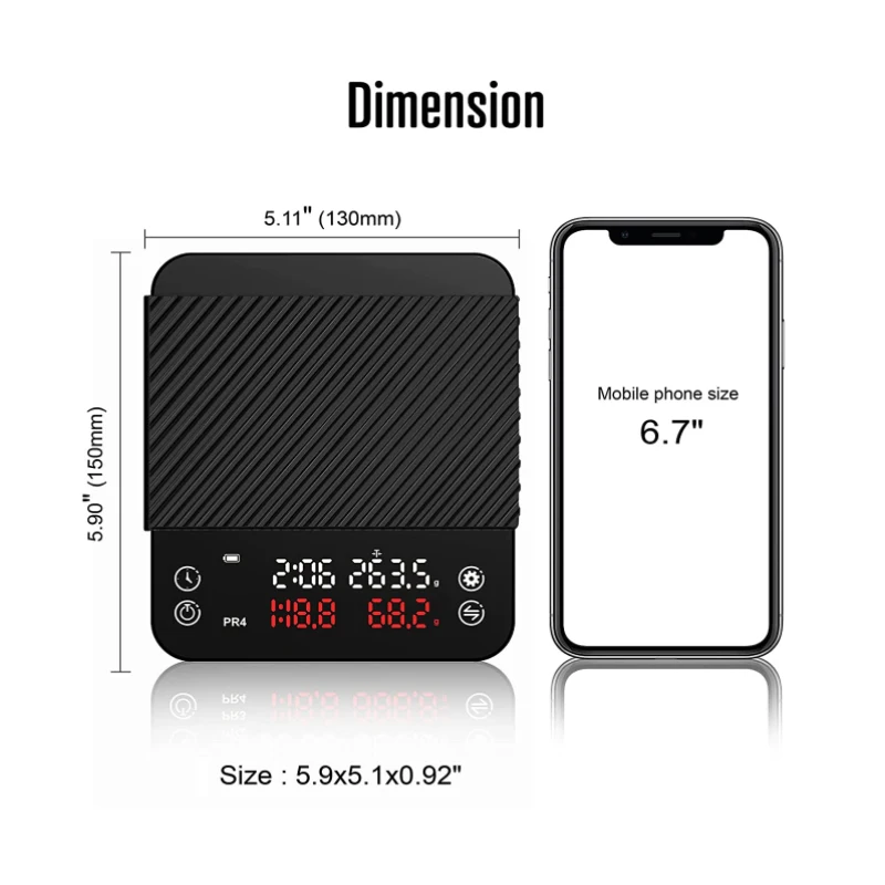 High Quality Rechargeable Coffee Scale Four Modes Smart Coffe Scale 0.1g 2000g Digital Coffee Scale