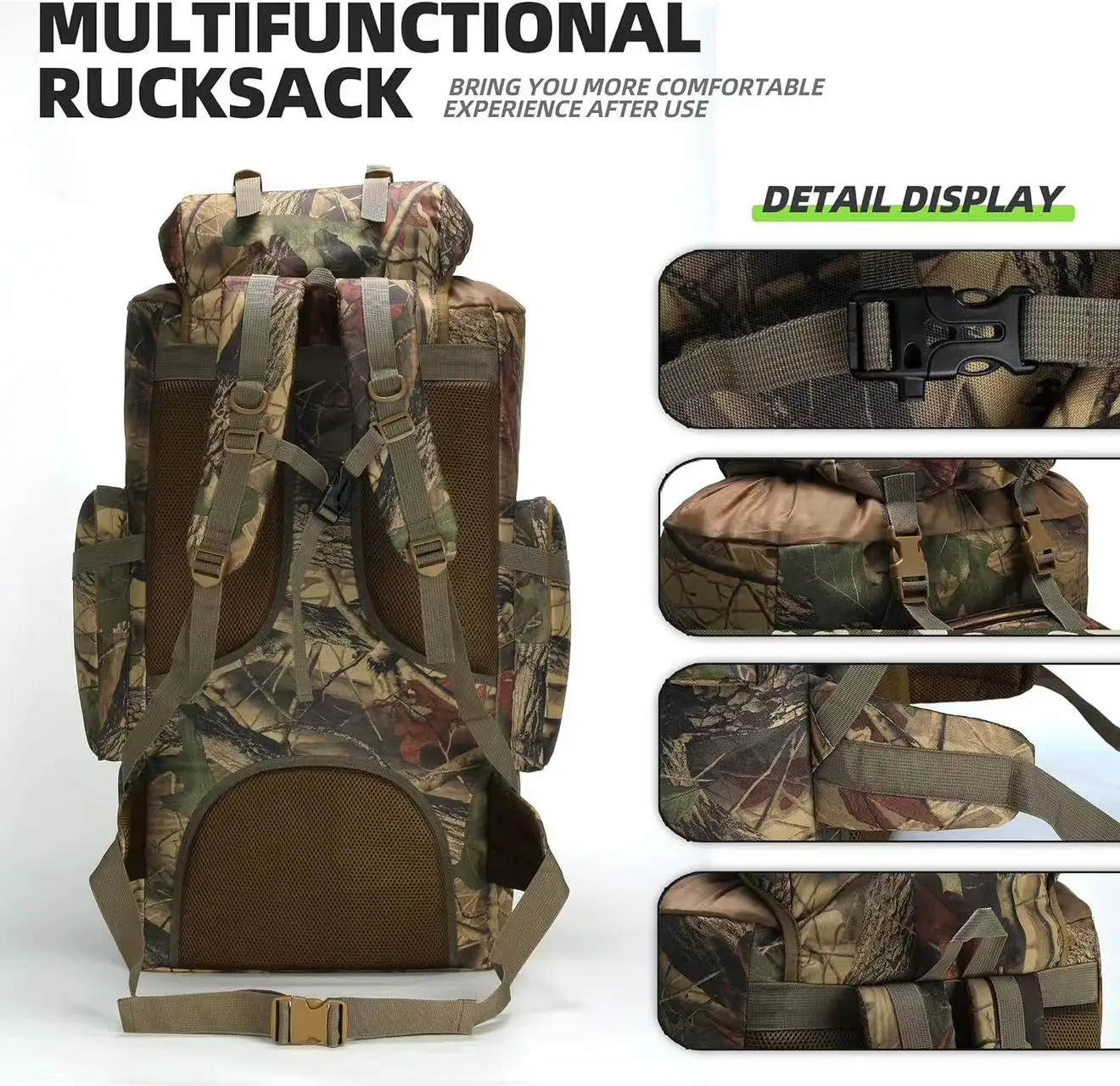 NPOT Large Camping Hiking Outdoor Heavy Duty Tactical Rucksack Packable Lightweight Travel Rucksack