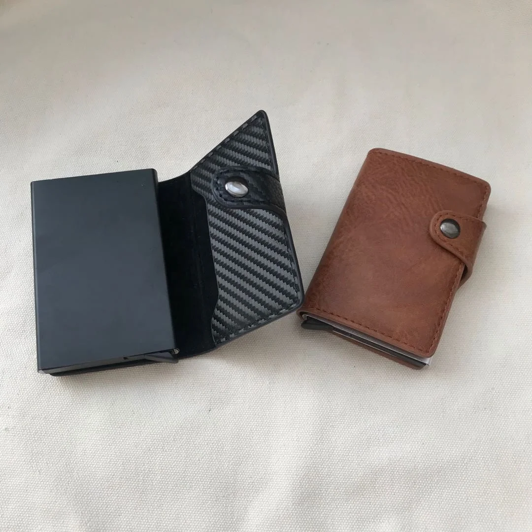Custom RFID pop-up smart automatic card holder pu men  wallet