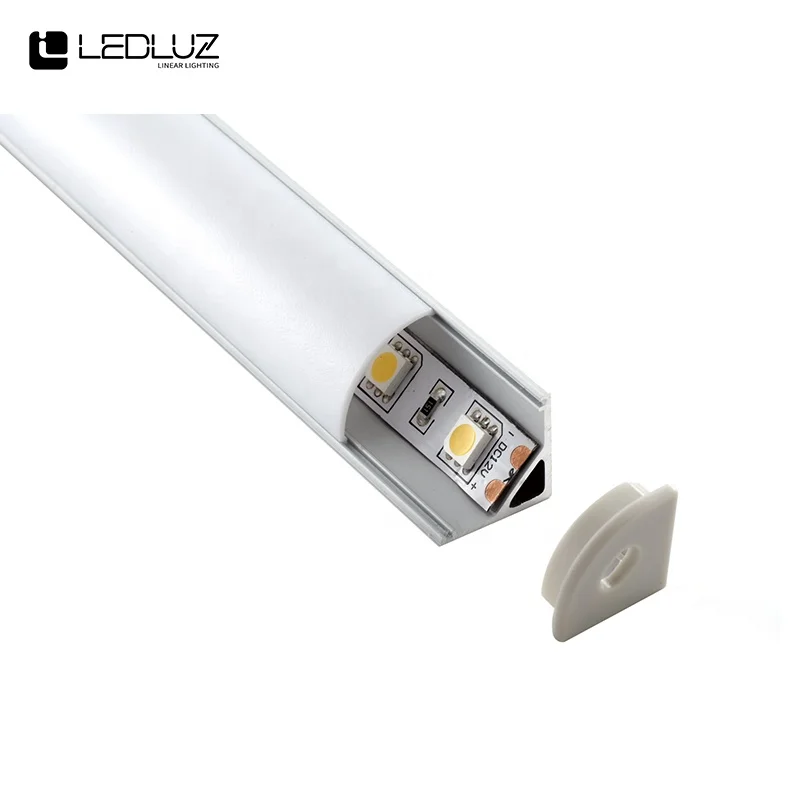 
LED-strip Corner Profile Aluminium 45 degrees 1M/2M/2.5M/3M C/W PC Diffuser Cover 