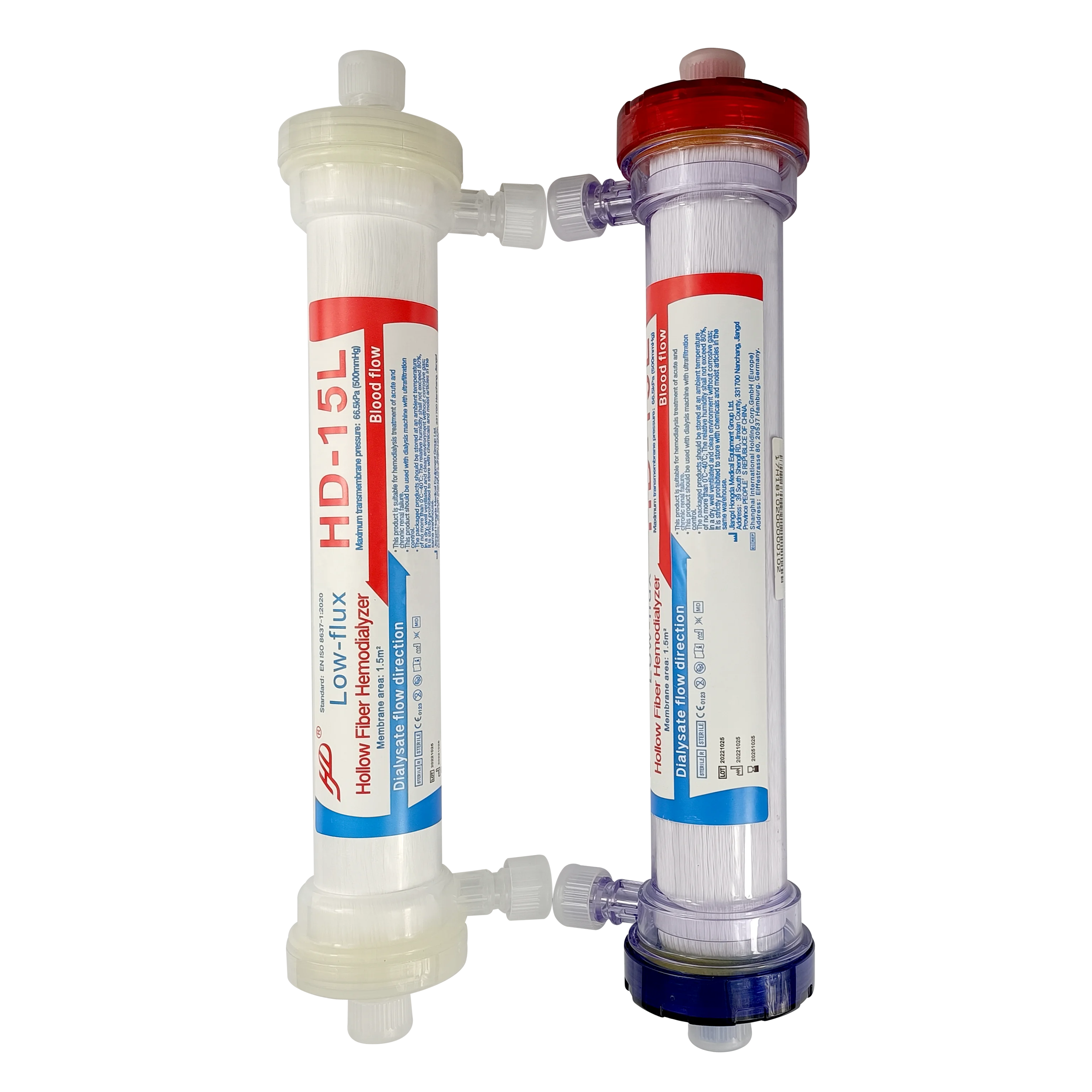 Hongda Low-flux Blood Dialyzer Hollow Fiber Hemodialyzer for Single Use Hemodialysis Products