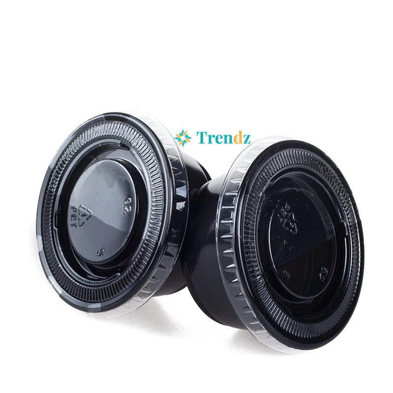 Bpa Free Disposable Dessert Cups Transparent Soy Sauce Pp Plastic Round Sampling 2oz Portion Cup With Lid