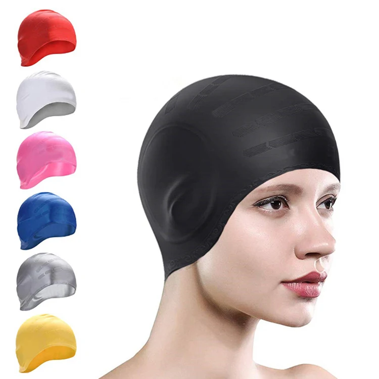 Customize Cartoon Swimcap Printing Logo Brand Silicone Swimming Cap