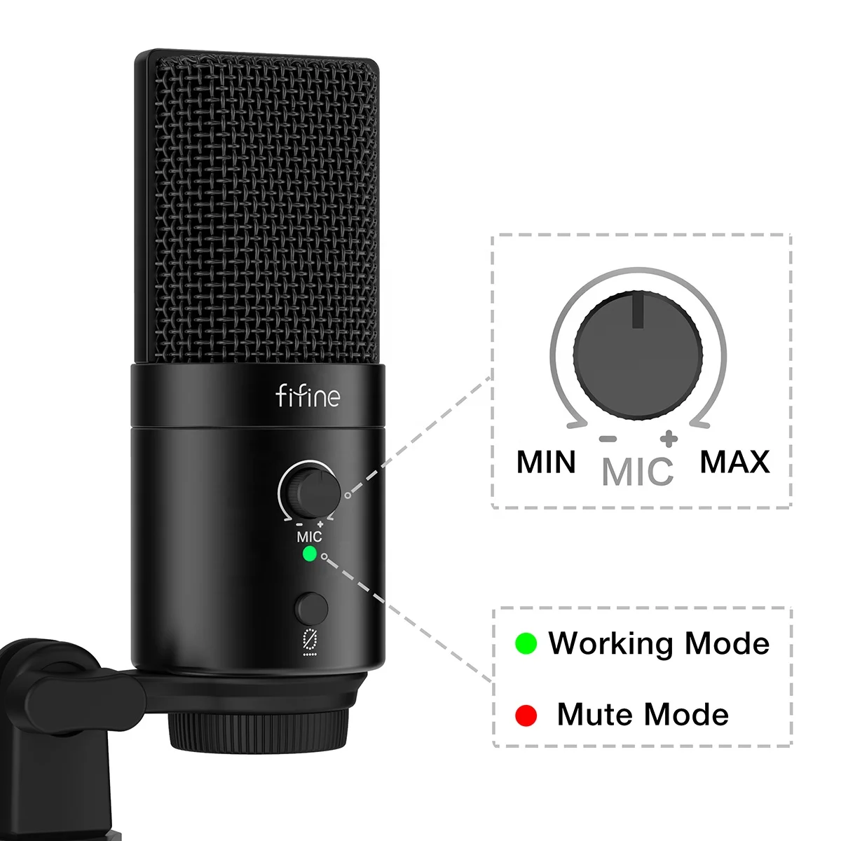 Fifine Music Microfono USB игровая потоковая Запись микрофон студийное оборудование конденсаторный для