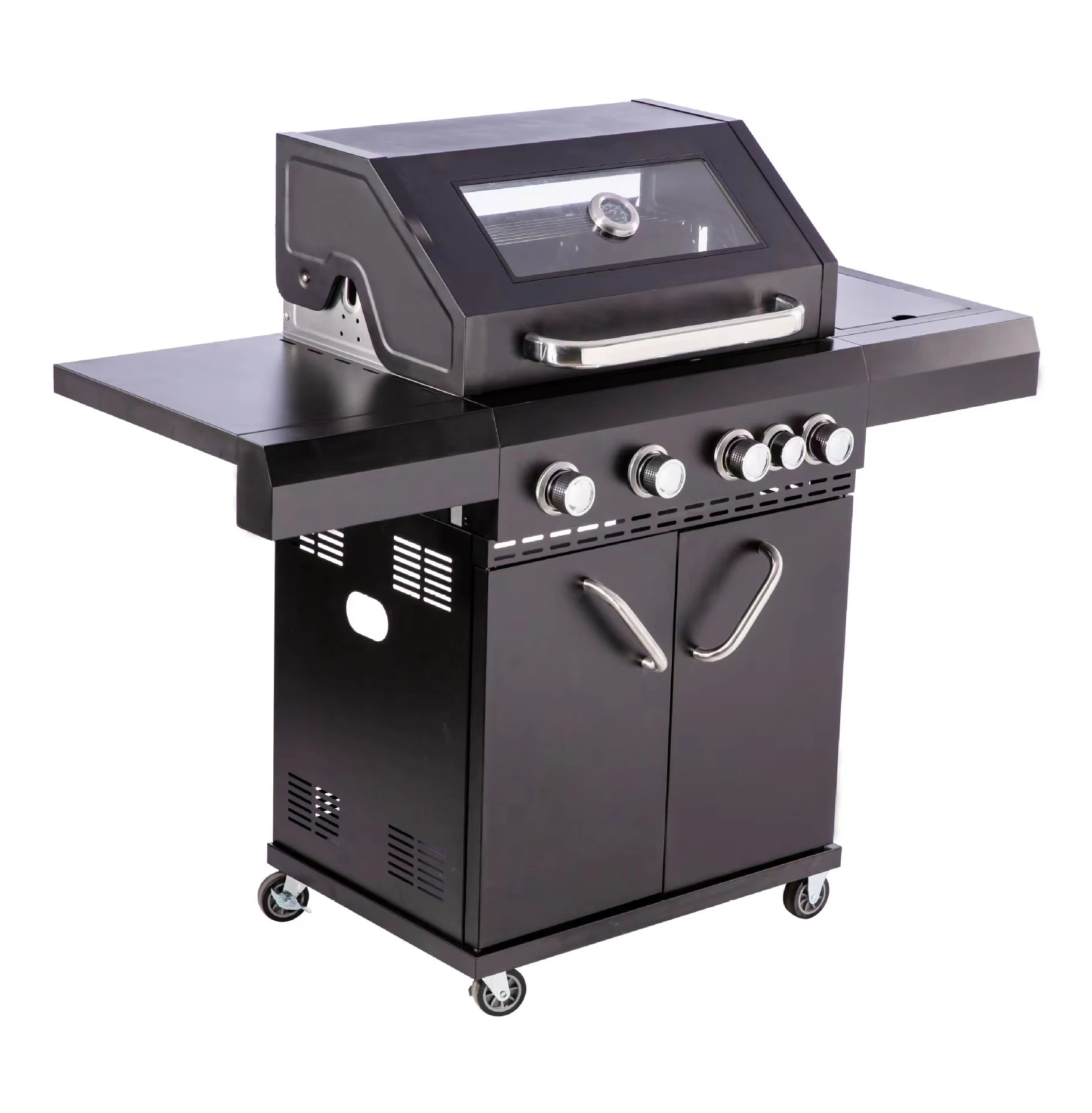 New design custom easy to clean gas grill 4+1 burner outdoor gas smokeless  bbq grill kitchen