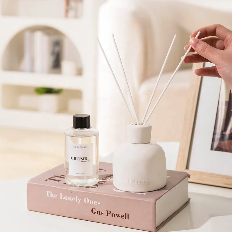 NEWIND 250ml Glass Ceramic Reed Diffuser Home Fragrance Air Freshener Aromatic Oil Perfume Reed Diffuser Set