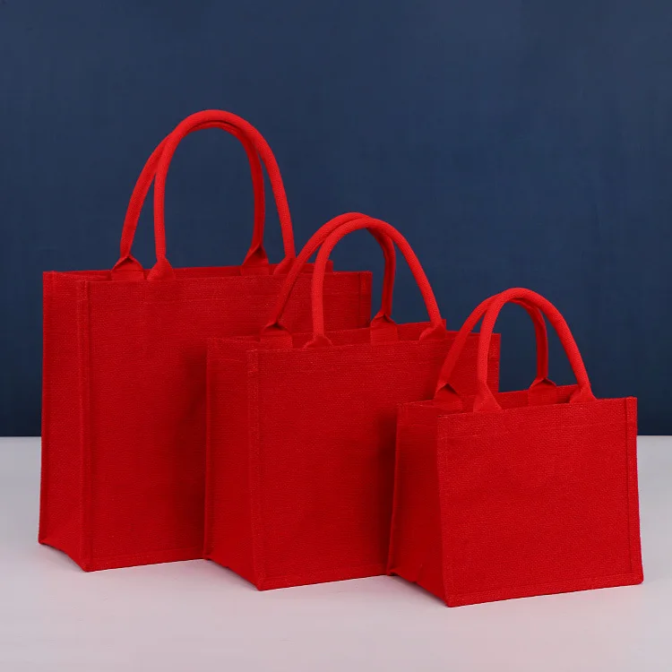 Wholesale Plain Hessian Shopper Bag Custom Printed Large Natural Eco Friendly Burlap Jute Shopping Bag With Logo