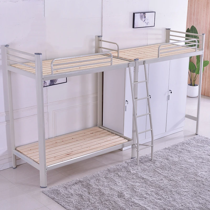 Modern design hotel and youth hostel dormitory loft bunk bed bedroom furniture with table and cabinets for school