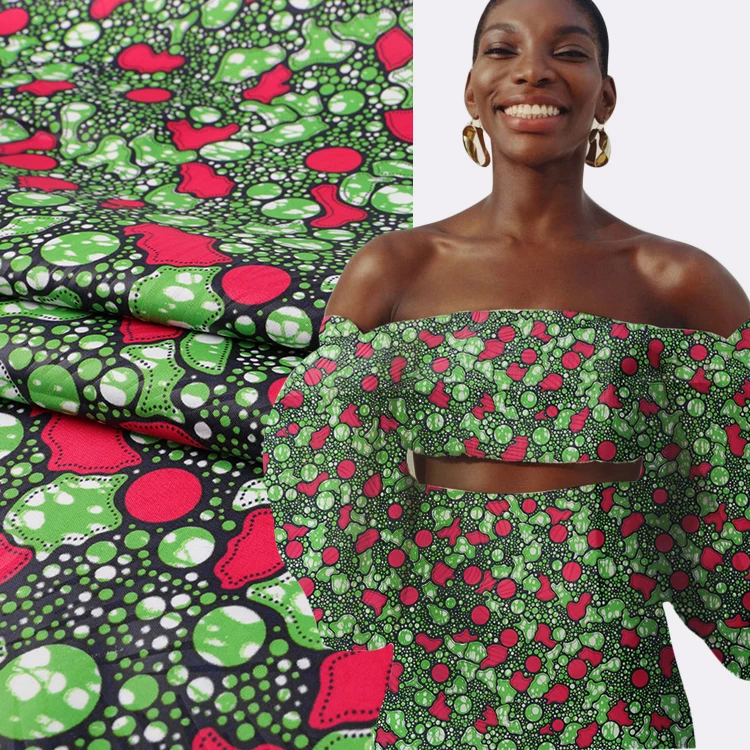 Custom printed hundred percent organic cotton Africa wax fabric for clothes
