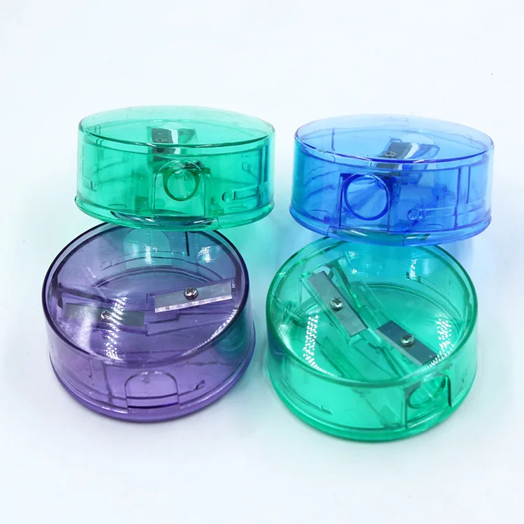 Горячая Распродажа круглая точилка для карандашей с 2 отверстиями точилка для карандашей для бровей точилка для карандашей из пластика