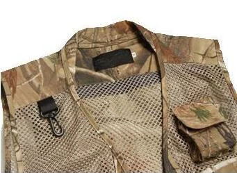Custom camouflage mesh sleeveless multi pocket fishing hunting photography director reporter overalls printing vest