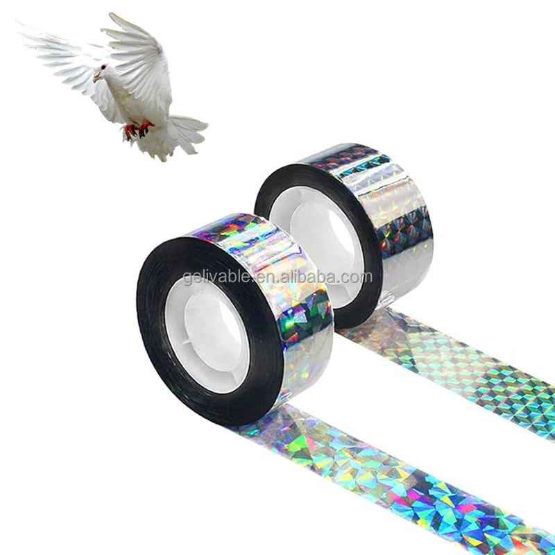 Scare Birds Reflective Tape, Holographic Tape Double Sided Glitter Tape for Pigeons Freckles Crows Starlings Swallows