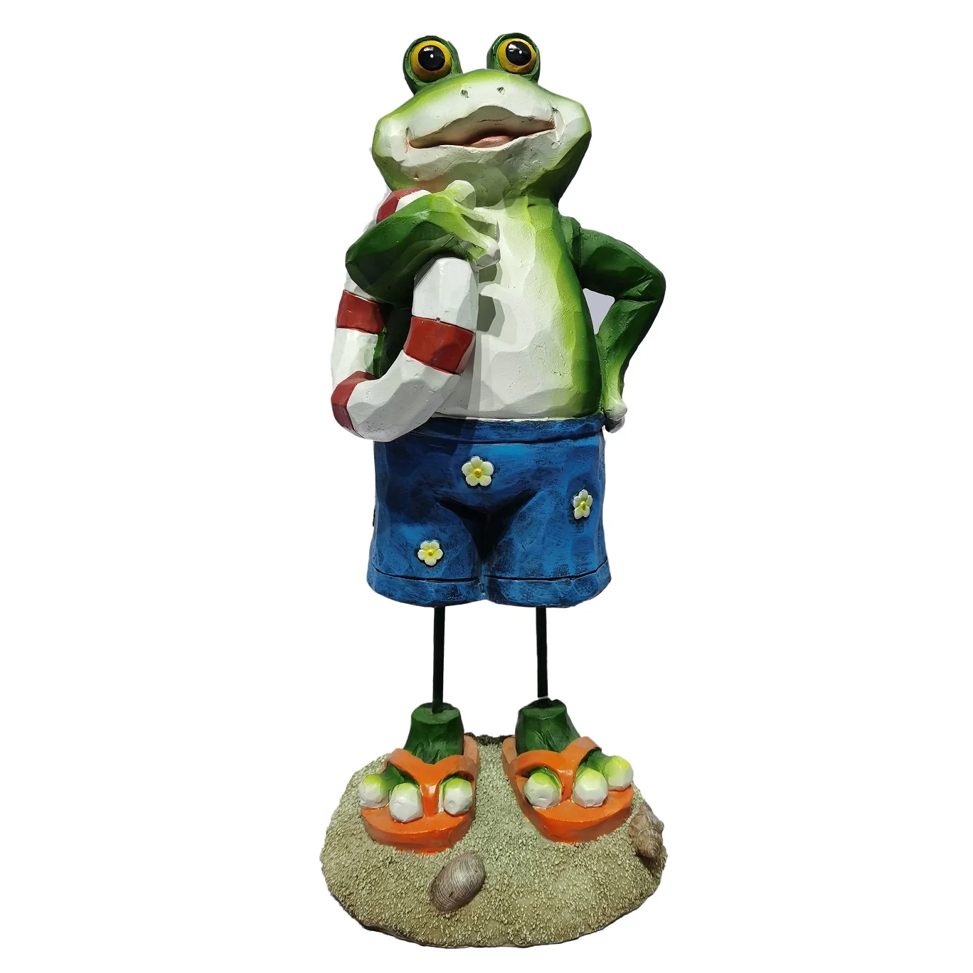 Cartoon Ornament Resin Animal Figurines Standing Frog with Sailboat Handcrafted Home Decor for Resin Craft Enthusiasts