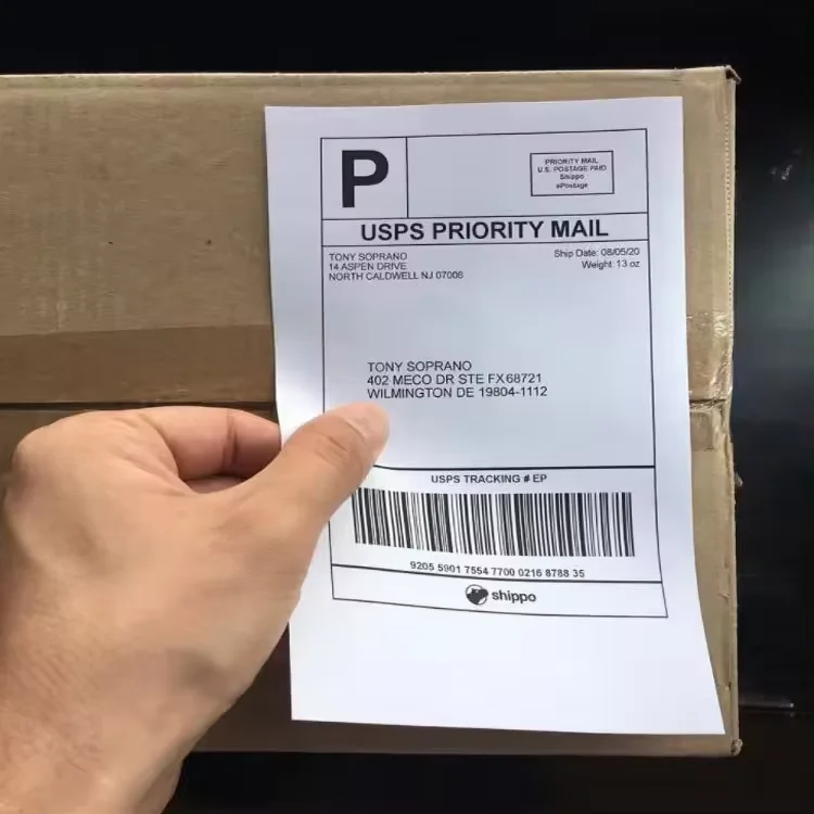Self-Adhesive Direct Thermal Printer Paper for Shipping Custom Logo Stickers Packaging Labels