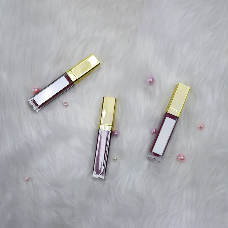 Wholesale Private Label Vegan Luxury Gold LED Square Matte Gloss Liquid Lipstick Tubes Custom Makeup Lipstick