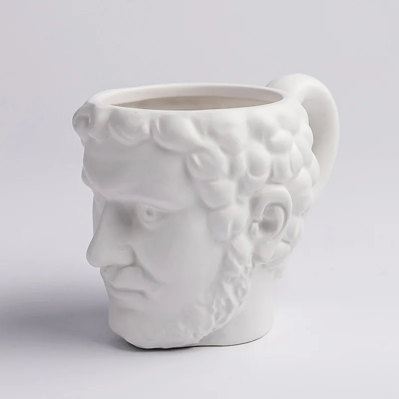 Large-capacity Ancient Greek Apollo Sculpture Office Personalized Coffee Desktop Decoration Cups Ceramic David Head mug 3d mugs