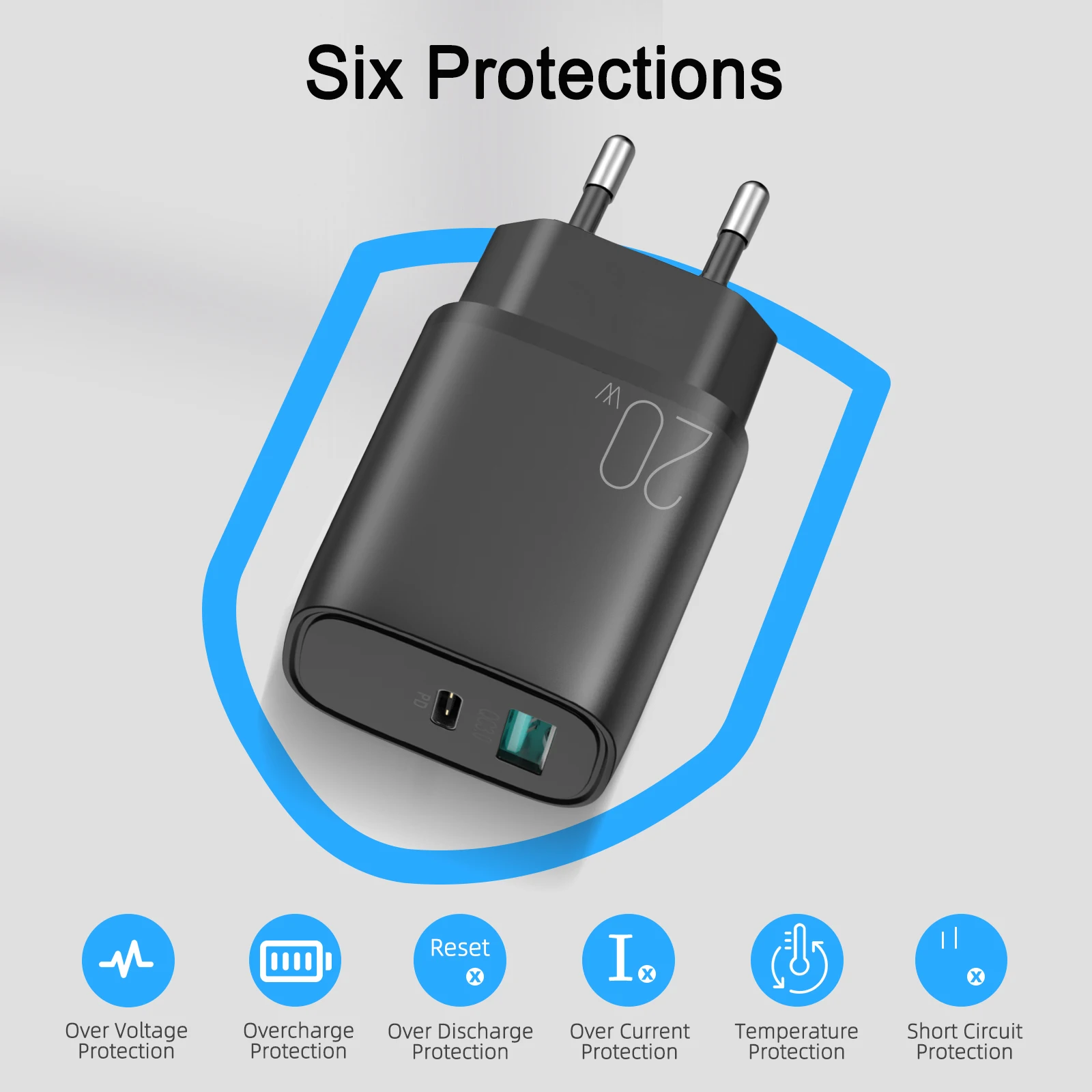Быстрое зарядное устройство с двумя портами 20 Вт Usb