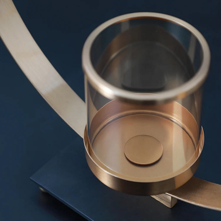 Unique home decor wedding antique brass metal glass tealight candle holder vase