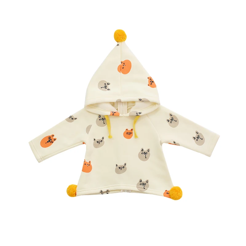 
Custom Welcomed cute cartoon design 1-3-year old baby spring hoodie long sleeve O-Neck unisex baby hoodie 