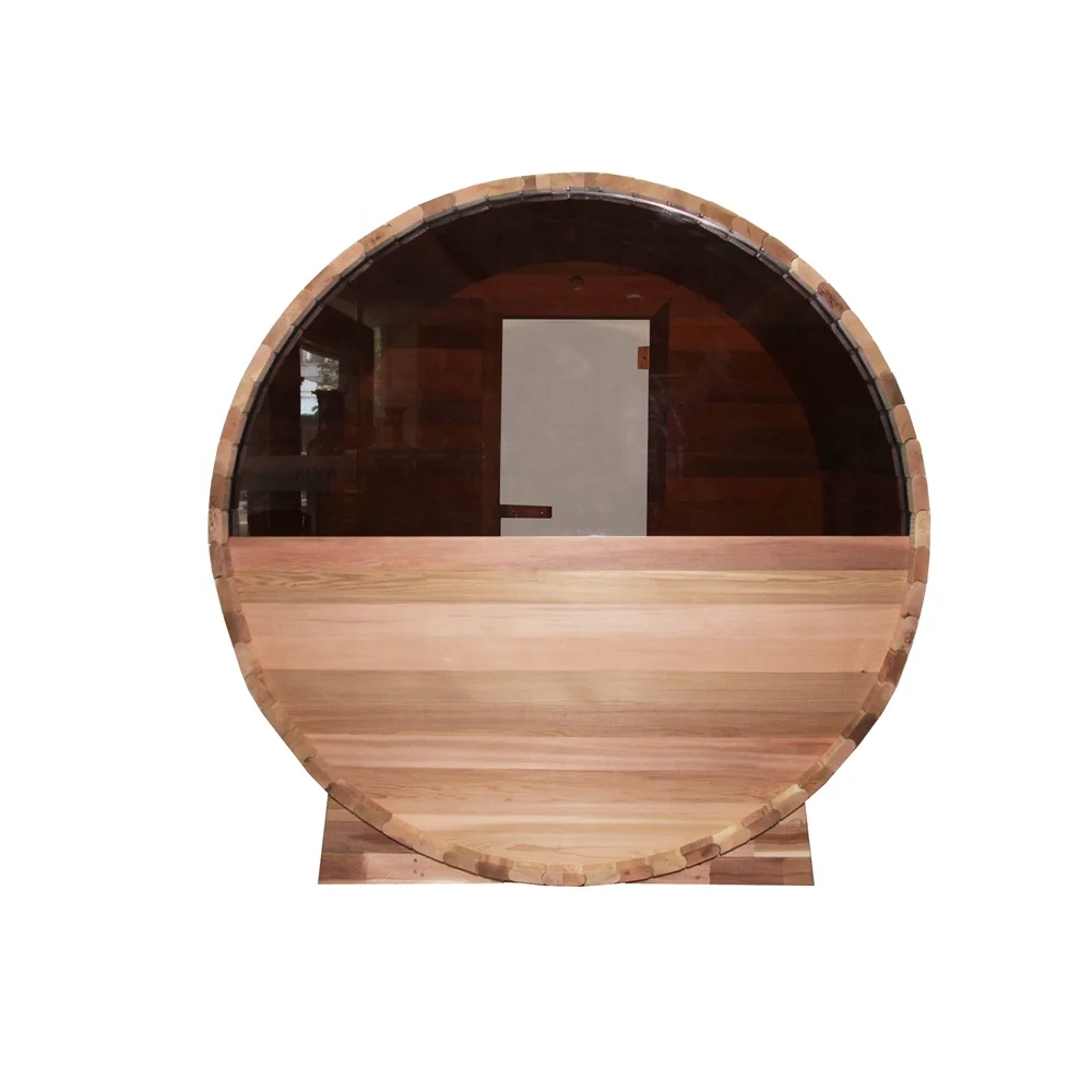 HOT SELLING Competitive price outdoor sauna room barrel sauna with Nice Half-wall tempered glass landscape
