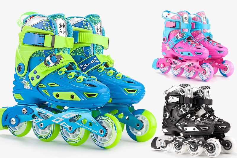 Wholesale High Quality New Inline Design Adult Adjustable Pu Flash Wheels Roller Skates Flat Shoes Women